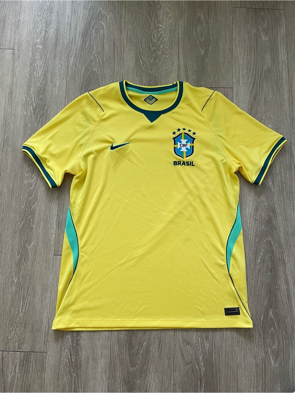Nike Yellow Brazil Football Jersey with Green Trim